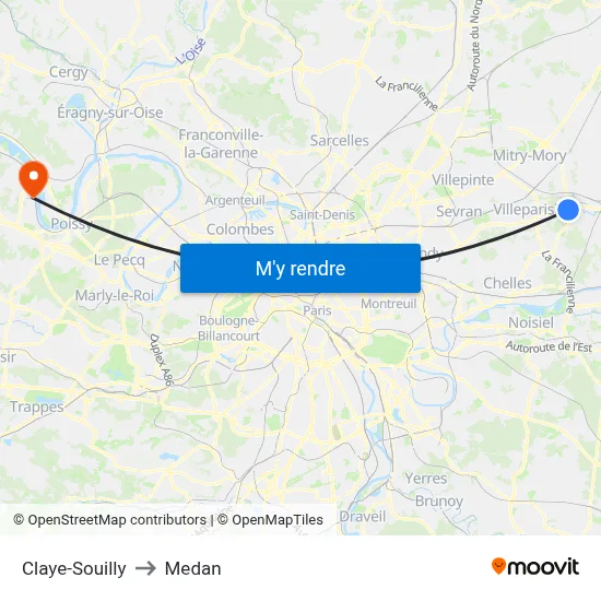 Claye-Souilly to Medan map