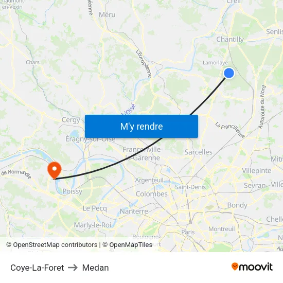 Coye-La-Foret to Medan map