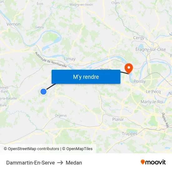 Dammartin-En-Serve to Medan map