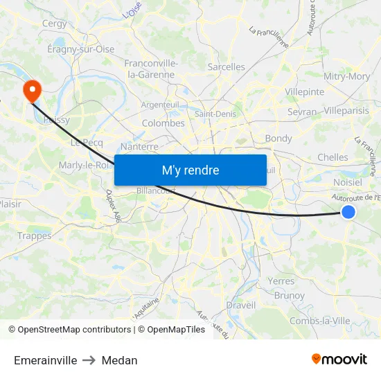 Emerainville to Medan map