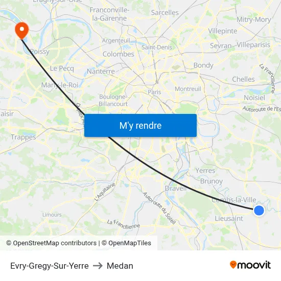 Evry-Gregy-Sur-Yerre to Medan map
