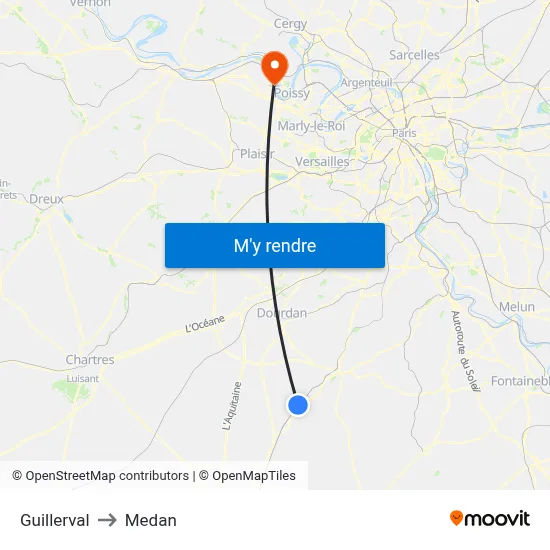 Guillerval to Medan map
