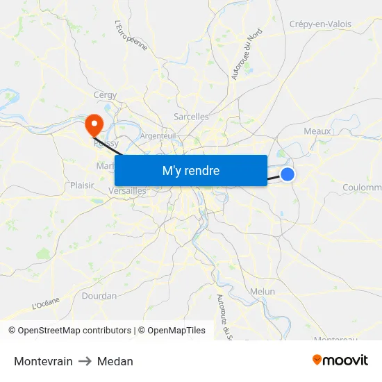 Montevrain to Medan map