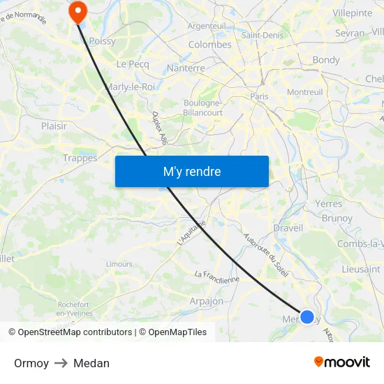 Ormoy to Medan map