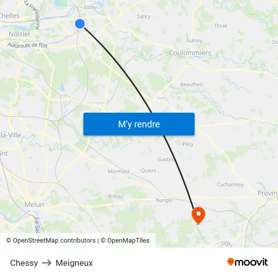 Chessy to Meigneux map