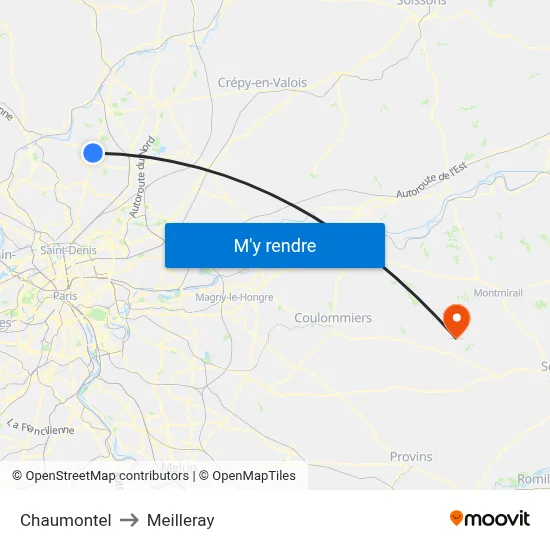 Chaumontel to Meilleray map