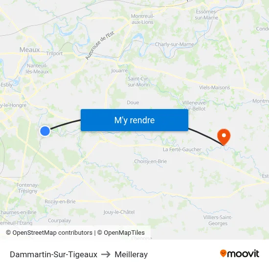 Dammartin-Sur-Tigeaux to Meilleray map