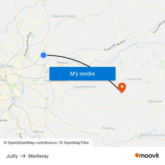 Juilly to Meilleray map