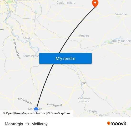 Montargis to Meilleray map