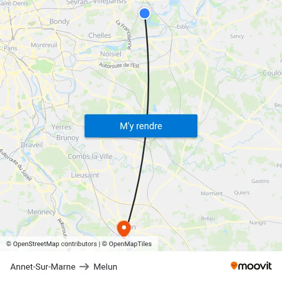 Annet-Sur-Marne to Melun map