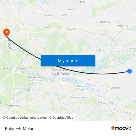 Baby to Melun map