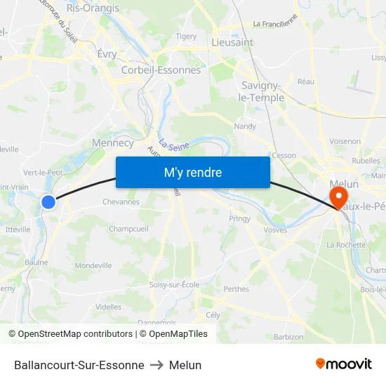 Ballancourt-Sur-Essonne to Melun map