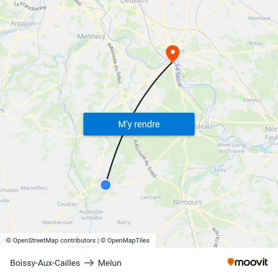 Boissy-Aux-Cailles to Melun map