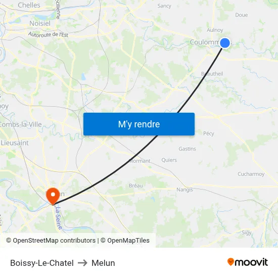 Boissy-Le-Chatel to Melun map