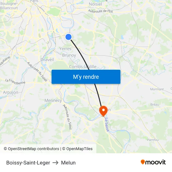 Boissy-Saint-Leger to Melun map