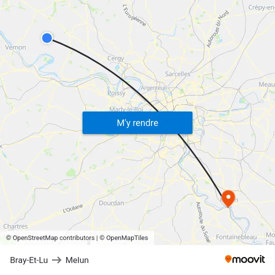 Bray-Et-Lu to Melun map