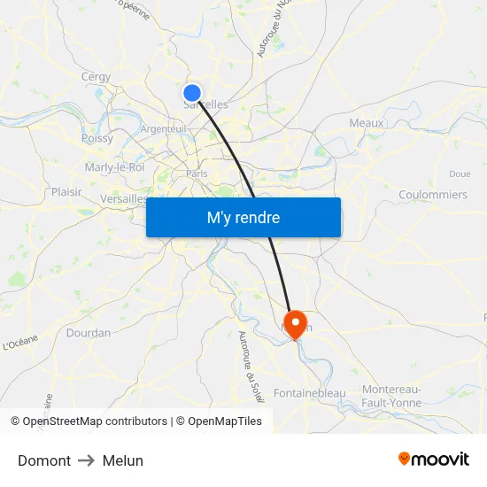 Domont to Melun map