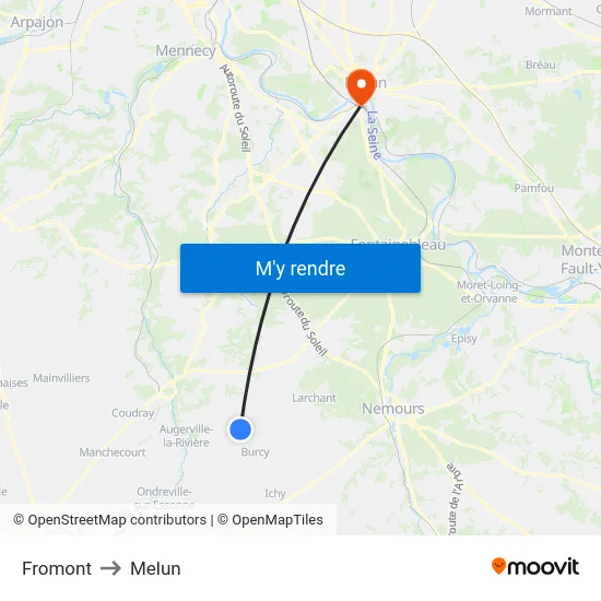 Fromont to Melun map