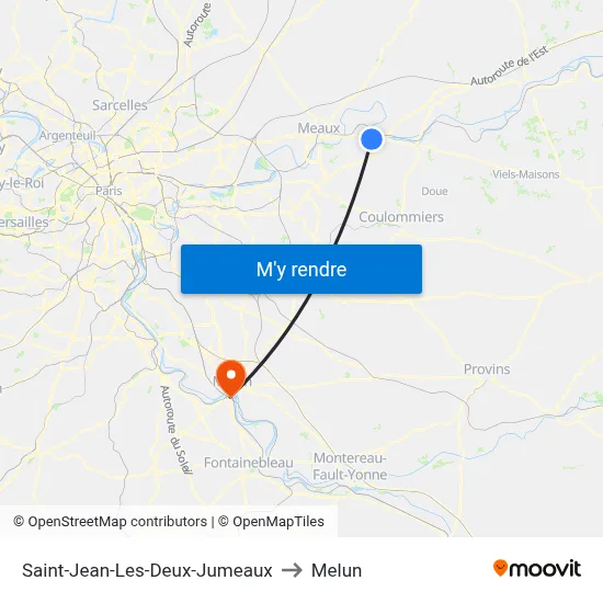 Saint-Jean-Les-Deux-Jumeaux to Melun map