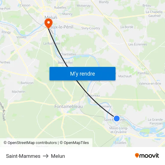 Saint-Mammes to Melun map
