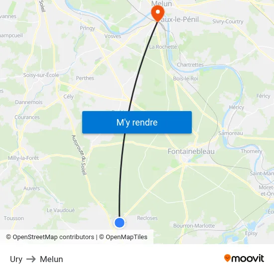 Ury to Melun map