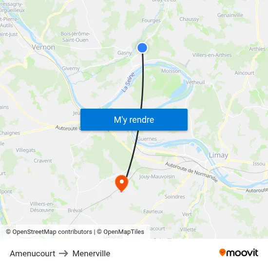 Amenucourt to Menerville map