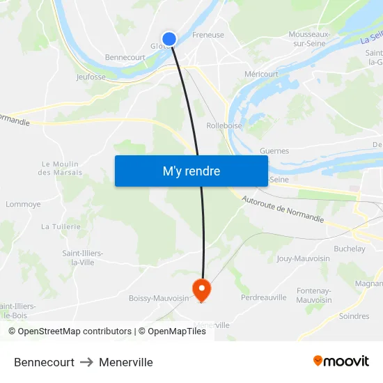 Bennecourt to Menerville map