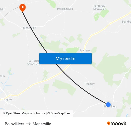 Boinvilliers to Menerville map