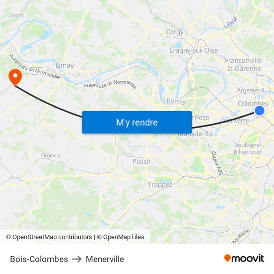 Bois-Colombes to Menerville map