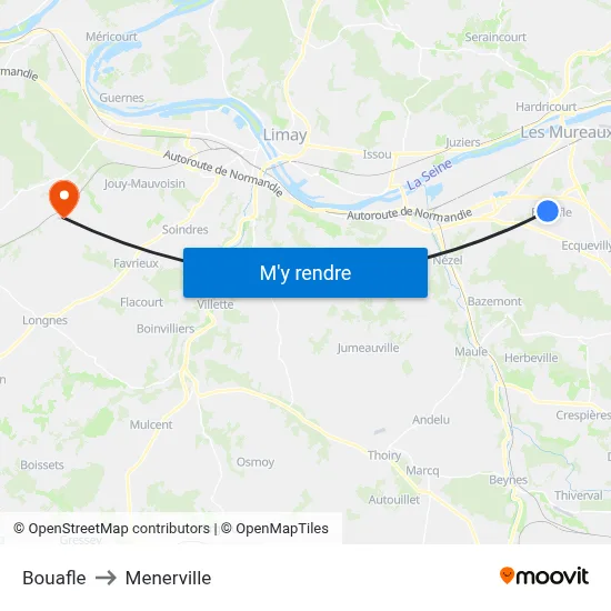 Bouafle to Menerville map