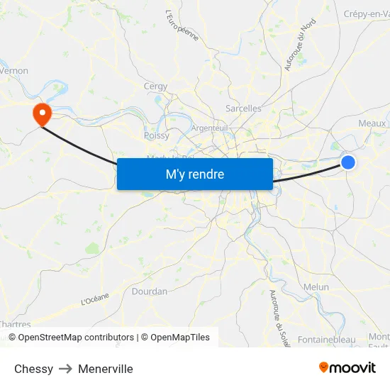 Chessy to Menerville map