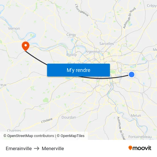 Emerainville to Menerville map
