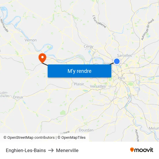 Enghien-Les-Bains to Menerville map