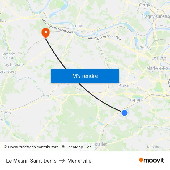 Le Mesnil-Saint-Denis to Menerville map