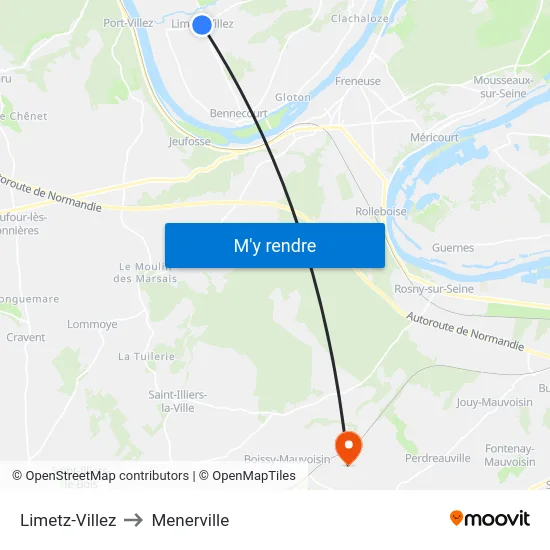 Limetz-Villez to Menerville map
