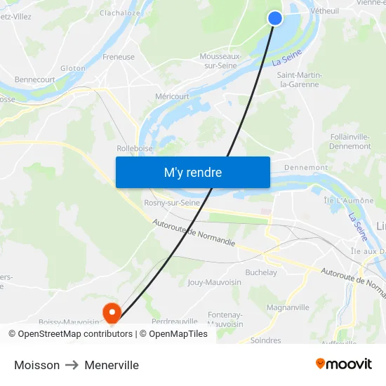 Moisson to Menerville map