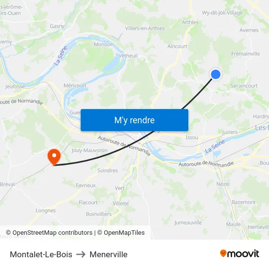 Montalet-Le-Bois to Menerville map