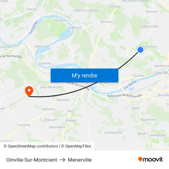Oinville-Sur-Montcient to Menerville map