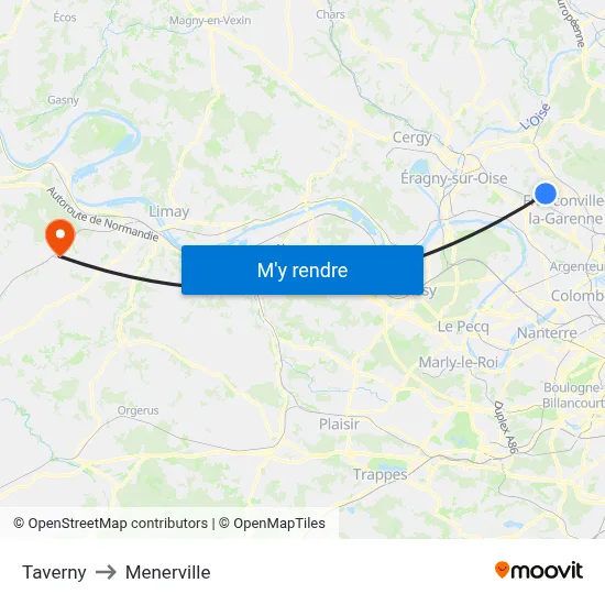 Taverny to Menerville map