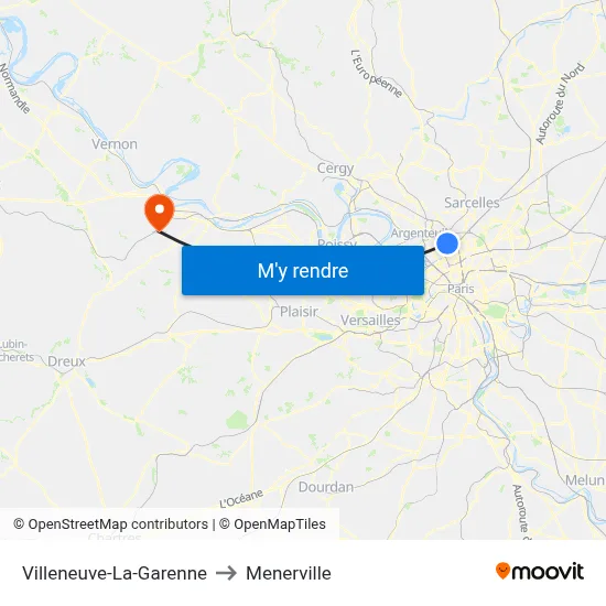 Villeneuve-La-Garenne to Menerville map