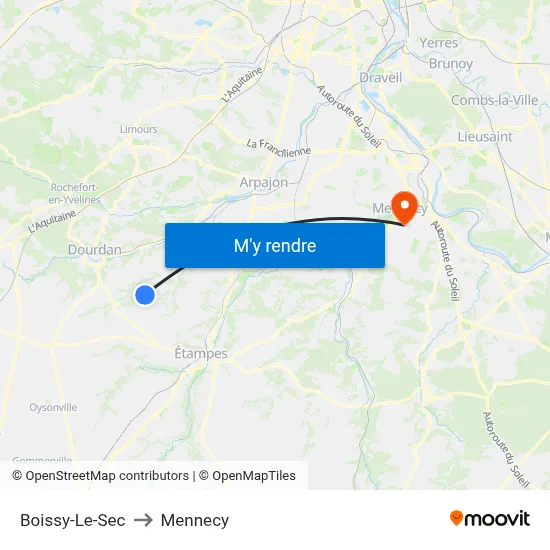 Boissy-Le-Sec to Mennecy map