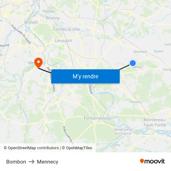 Bombon to Mennecy map