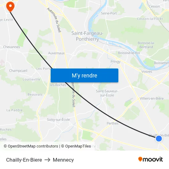 Chailly-En-Biere to Mennecy map