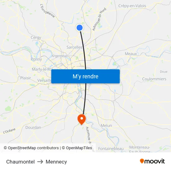 Chaumontel to Mennecy map
