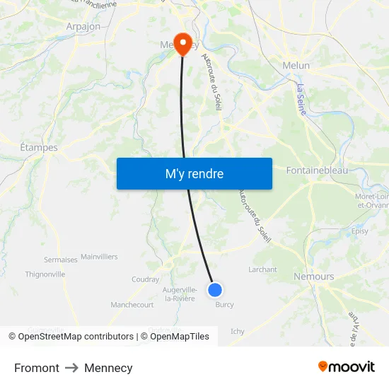 Fromont to Mennecy map