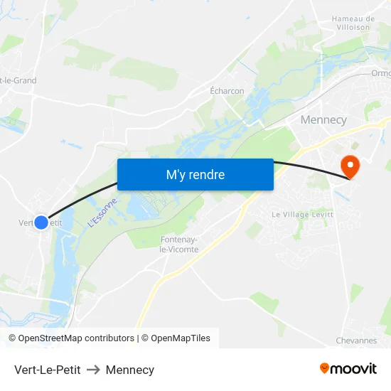 Vert-Le-Petit to Mennecy map