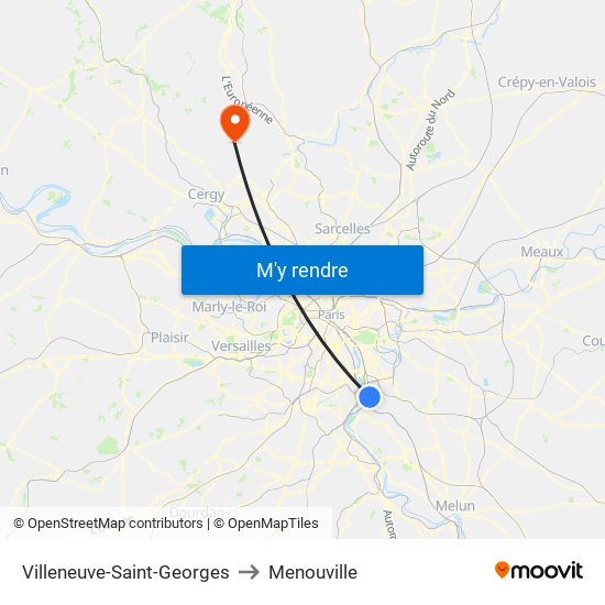 Villeneuve-Saint-Georges to Menouville map