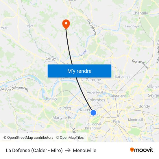 La Défense (Calder - Miro) to Menouville map