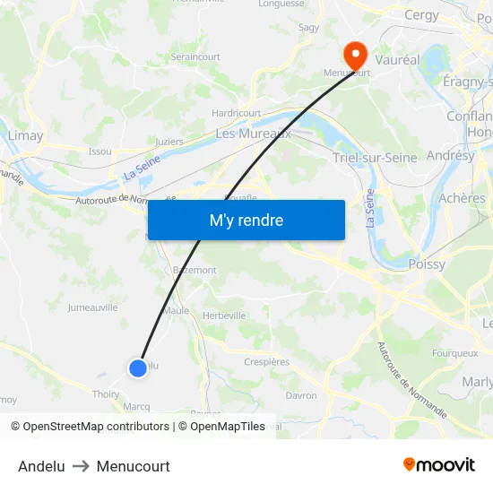 Andelu to Menucourt map