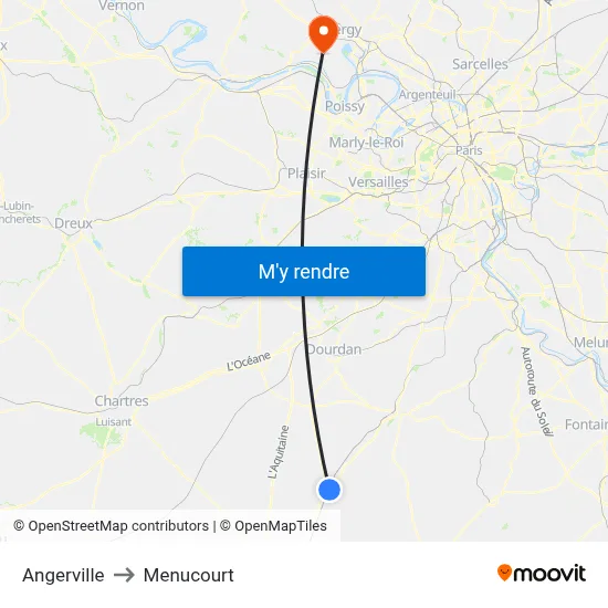 Angerville to Menucourt map